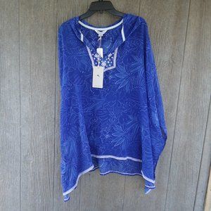 Tommy Bahama Ombre Cobalt Blossoms Kaftan Top XL